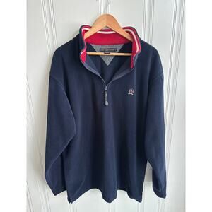 Vintage Tommy Hilfiger Quarter Zip Sweatshirt Navy Blue Men's XL Logo